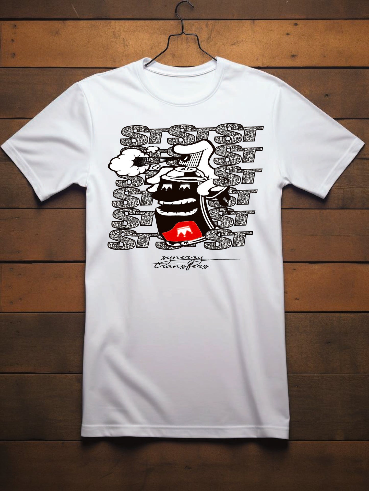 White short sleeve t-shirt SynergyTransfers orginal design